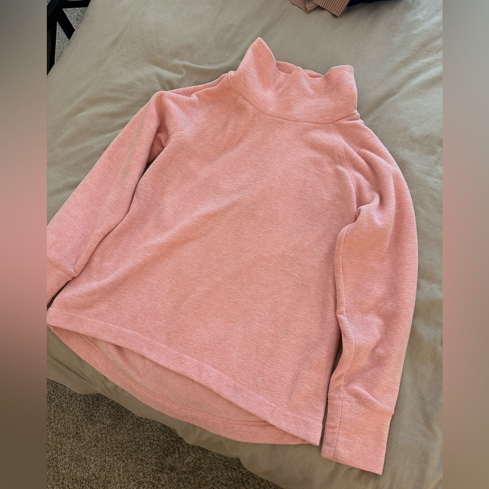 Pink Funnel Neck Fleece Pullover